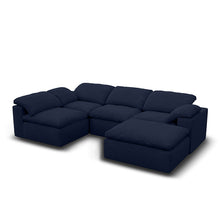 Kumo Corner Sofa with Ottoman – 4-Seater, Layout A – Blue