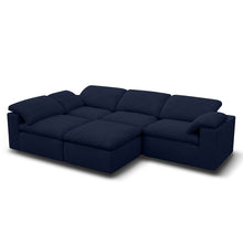 Kumo Corner Sofa with Ottoman – 4-Seater, Layout B – Blue