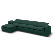 Kumo Modular Sofa – 4-Seater with Ottoman – Green